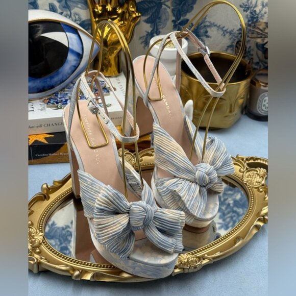 🆕 LOEFFLER RANDALL 🧿 NWOB Natalia Blue Floral Platform Sandals, Sz 7 US - Picture 6 of 15